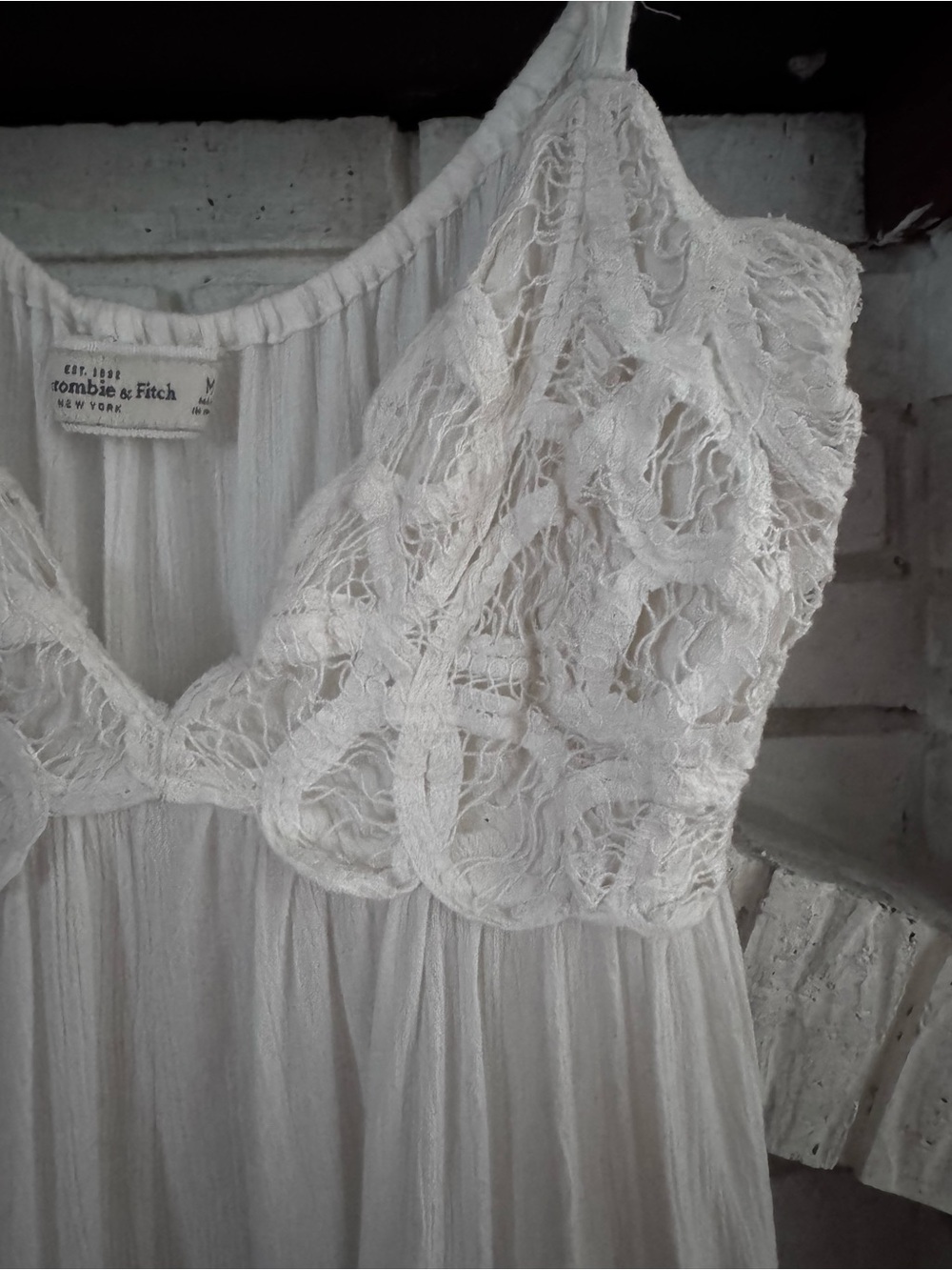 Abercrombie & Fitch White crochet lace babydoll cami camisole tank y2k